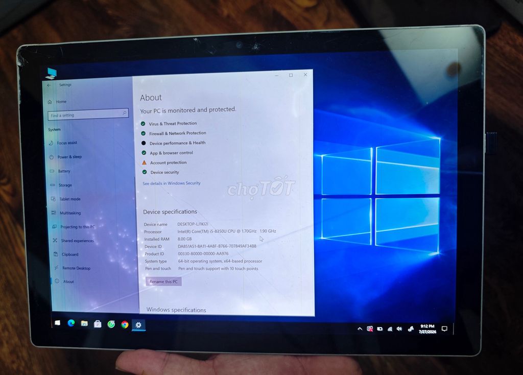 Microsoft Surface Pro 6 i5-8350 8GB/128GB. Mua bán Máy tính bảng tại Quận Ba Đình Hà Nội được đăng bởi Tuấn Anh hình 1