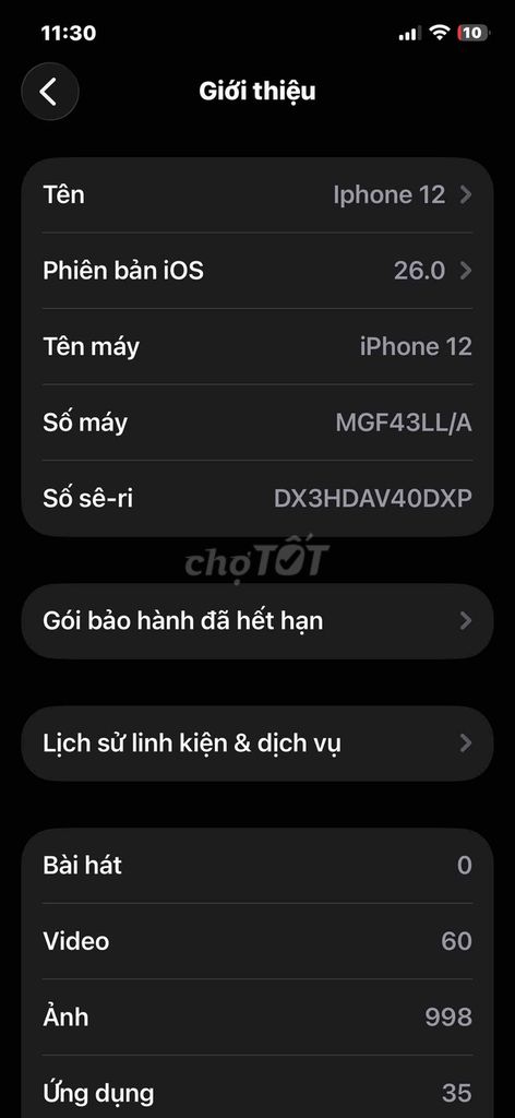Apple iPhone 12 64GB Đen Đã thay màn hình và pin. Mua bán Điện thoại tại Thị xã Tân Uyên Bình Dương được đăng bởi nam nguyễn hình 1