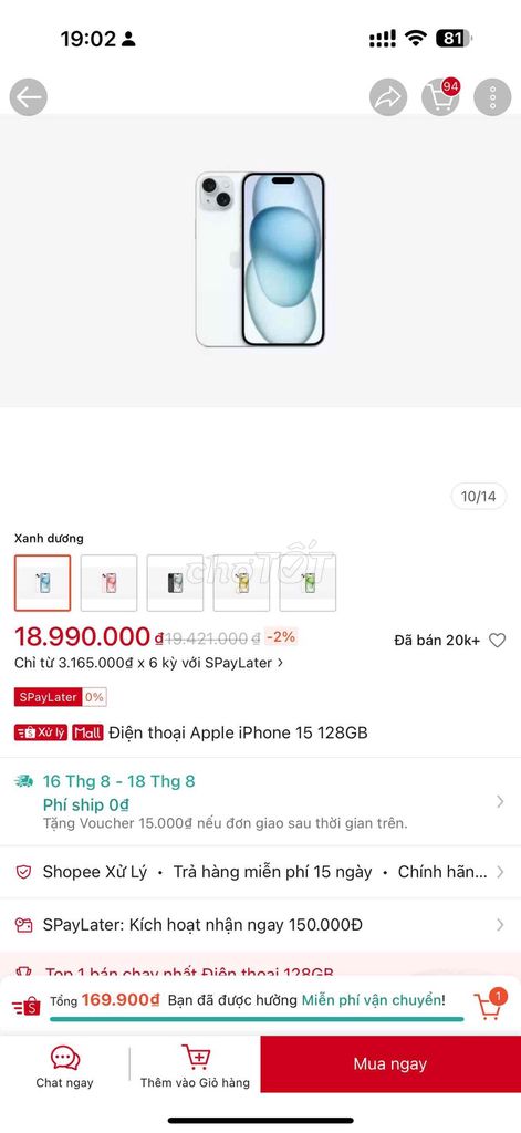 Apple iPhone 15 128GB Xanh dương Mới. Mua bán Điện thoại tại Thị xã Bến Cát Bình Dương được đăng bởi Nguyễn Thanh Xuân hình 1