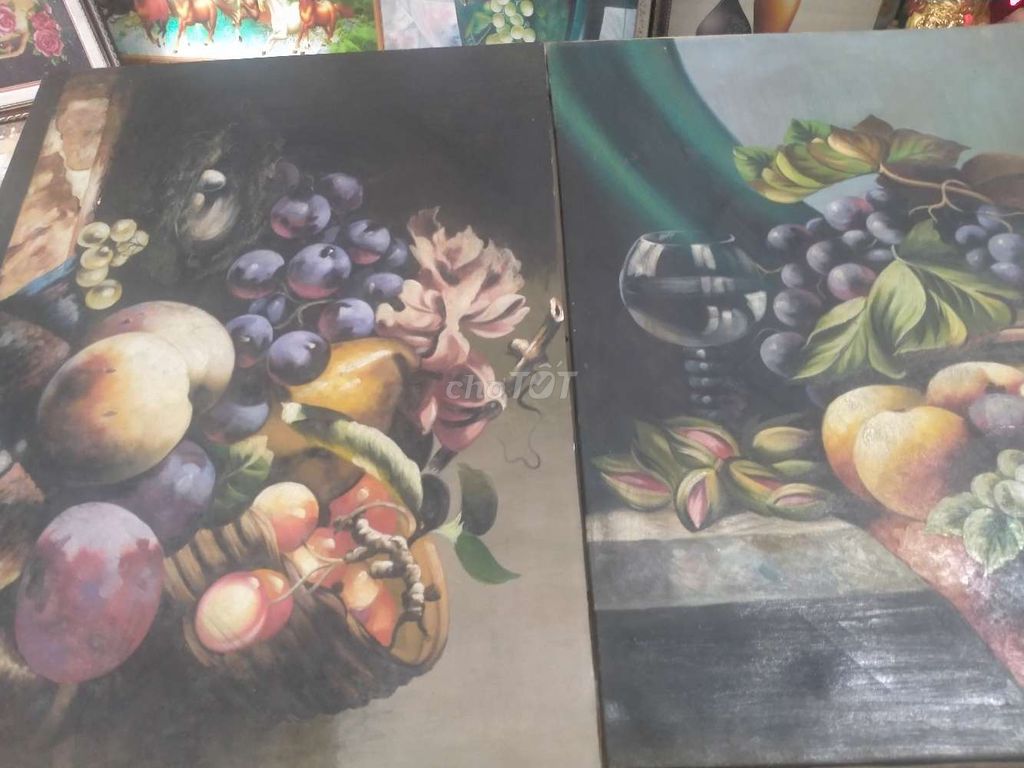 Cặp tranh hoa quả sơn dầu treo phòng ăn