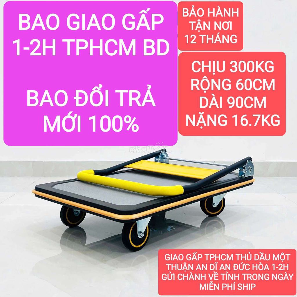 Xe đẩy hàng gấp gọn chịu 300Kg rộng 90*60cm Sumika