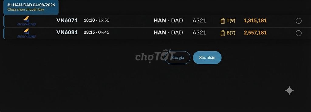Vé máy bay Hà Nội đi Đà Nẵng Thứ hai 03/08/2026. Du lịch tại Quận 6 Tp Hồ Chí Minh được đăng bởi Nguyễn Minh Đức hình 1