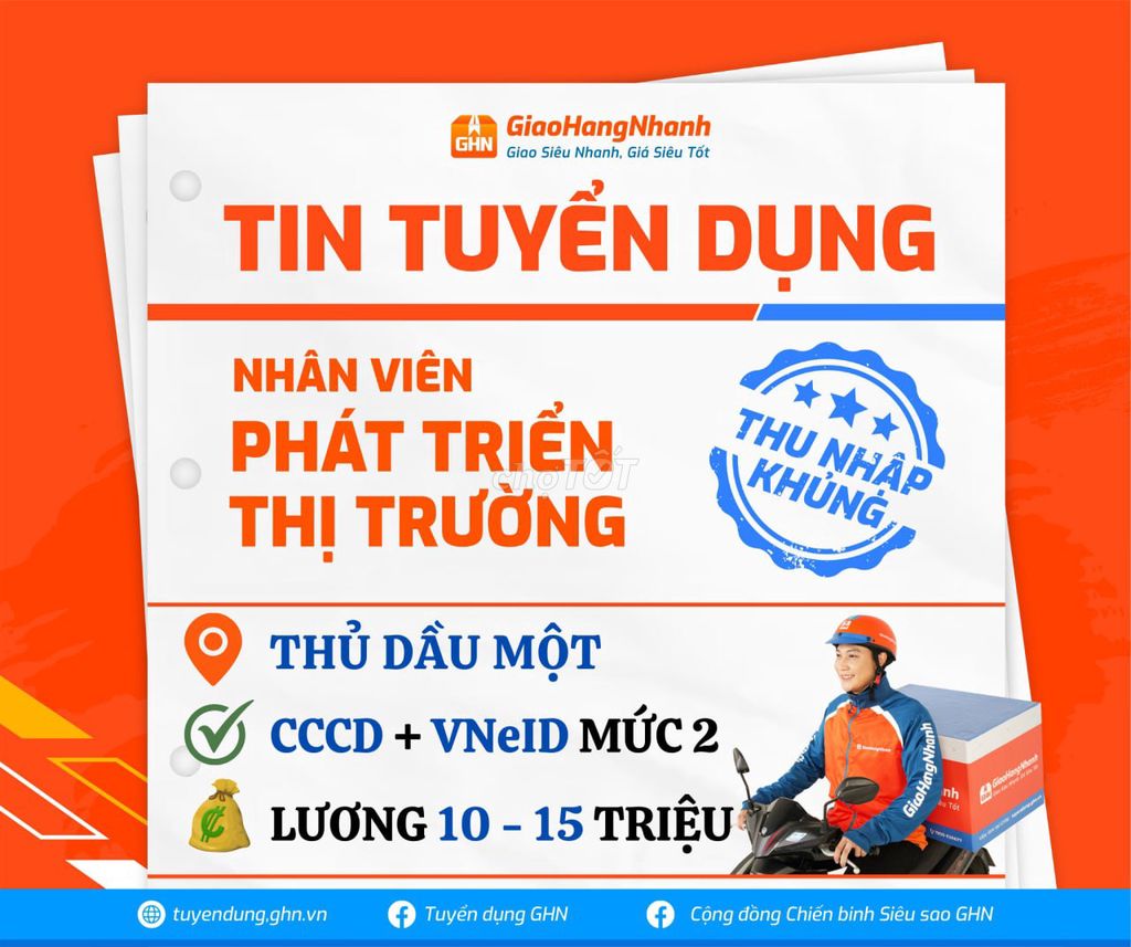 THỦ DẦU MỘT TUYỂN SHIPPER LƯƠNG 10-20TR/THÁNG