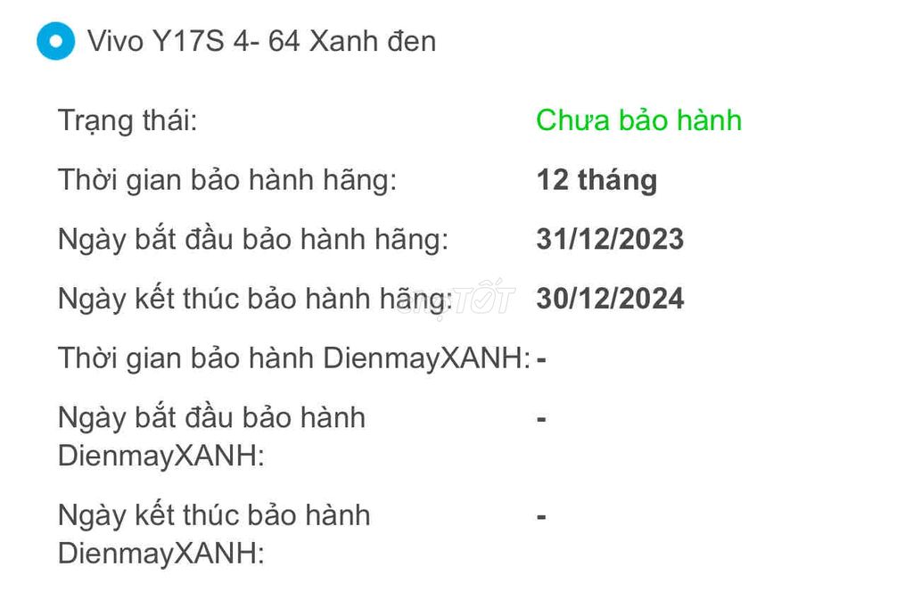 Thanh lý ViVo y17s máy đẹp 4/64 còn bảo hành