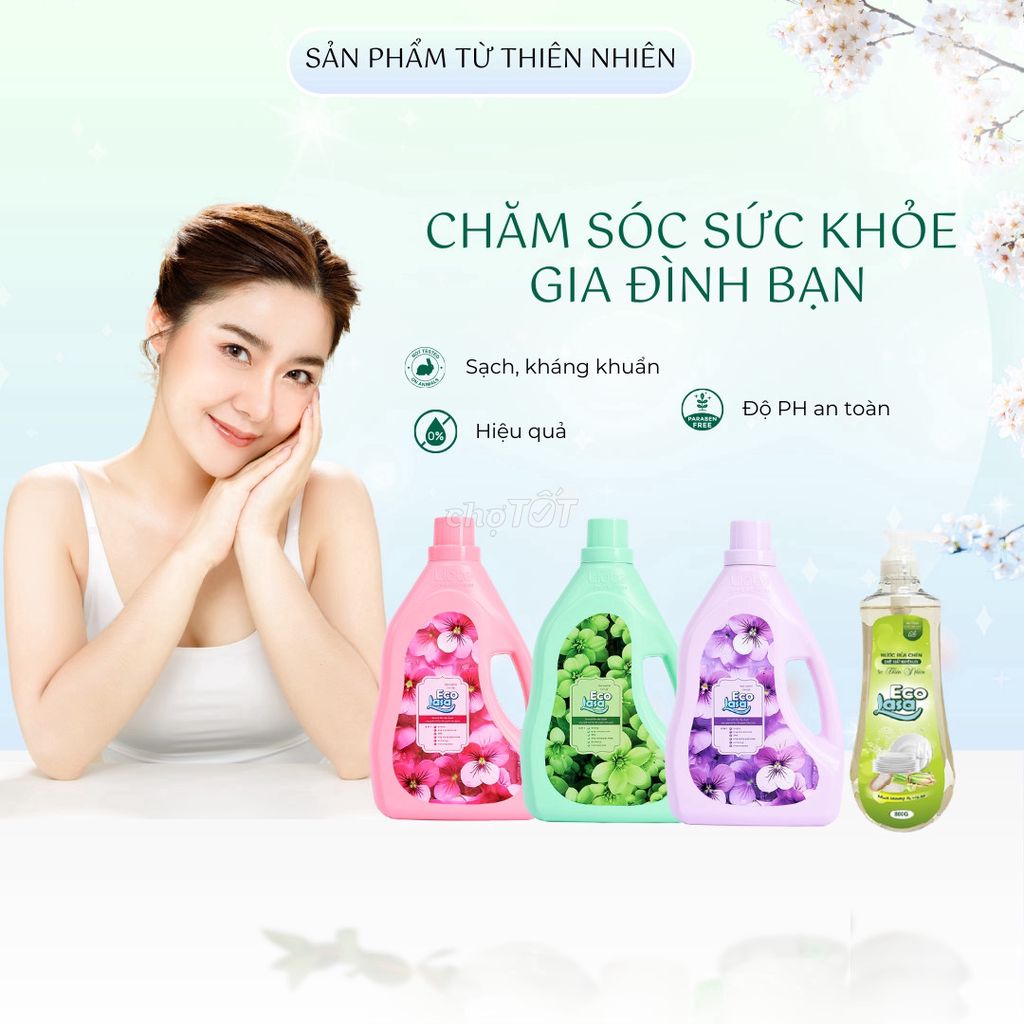 Nước giặt xả sinh học ECO LASA thùng 2 can 3 lít