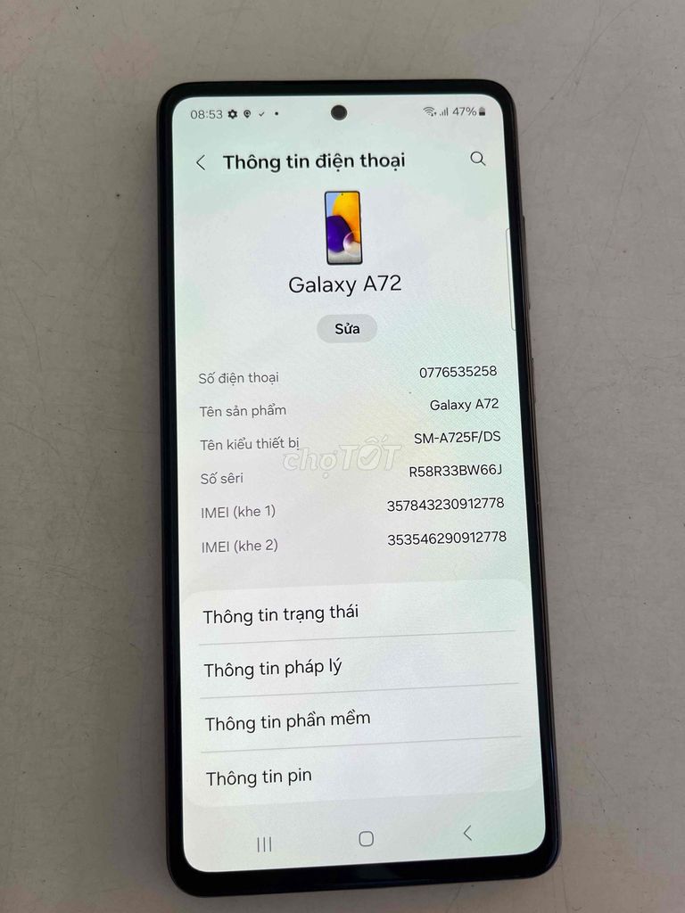 Samsung Galaxy A72 8GB/256GB Đen 98%. Mua bán Điện thoại tại Quận 4 Tp Hồ Chí Minh được đăng bởi hang hình 1