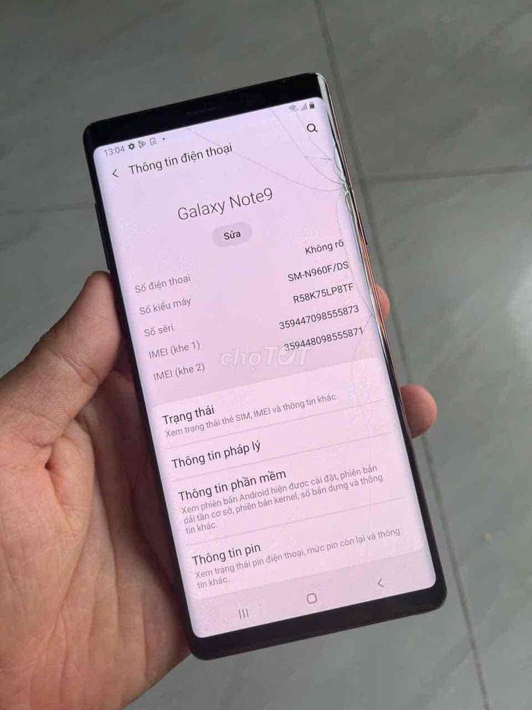 Samsung Note 9 việt nam bể kính xài Ok . Ko bớt. Mua bán Điện thoại tại Quận 8 Tp Hồ Chí Minh được đăng bởi điện thoại giá rẻ  hình 1