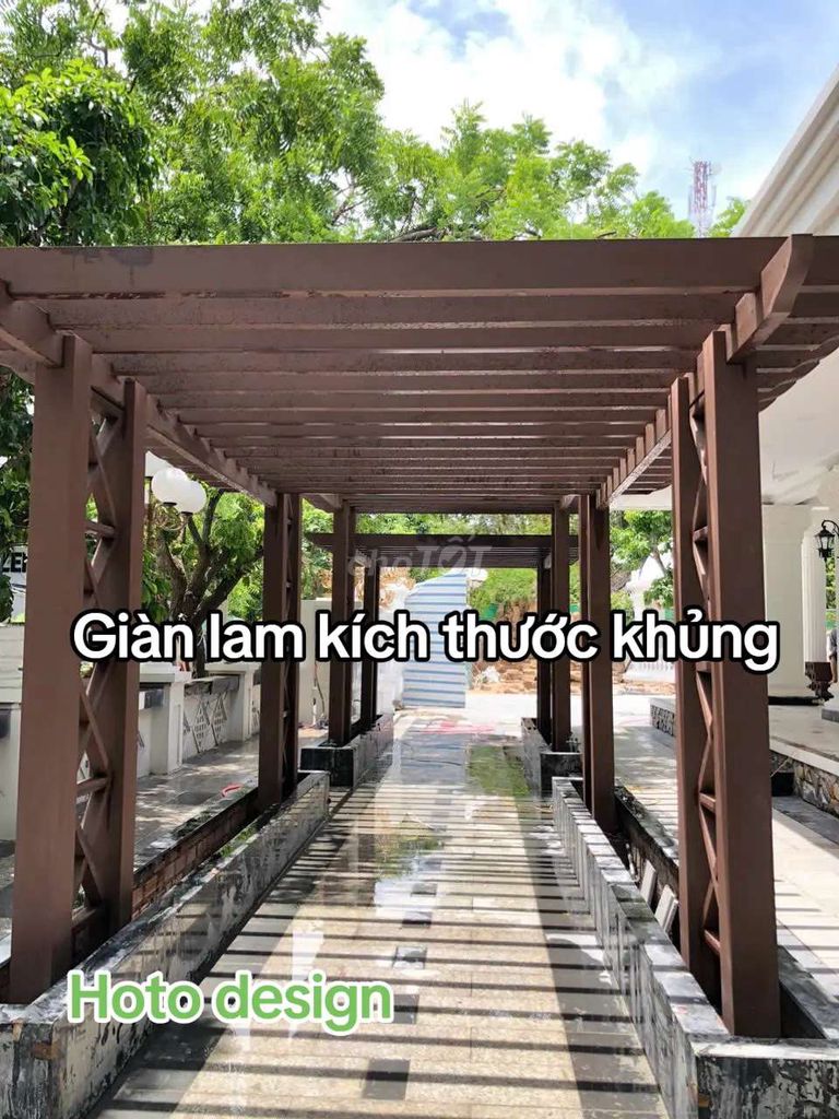 Giàn lam gỗ nhựa ngoài trời trang trí khuôn viên