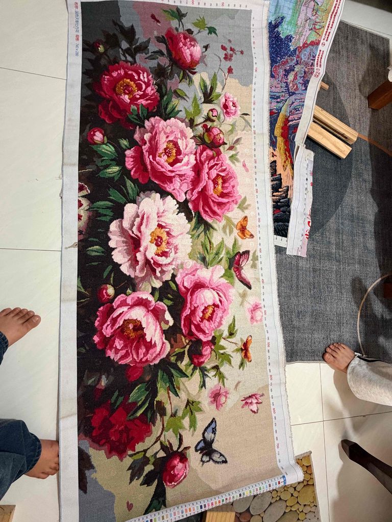 Tranh thêu chữ thập Hoa mẫu đơn 180x75cm. Mua bán Đồ sưu tầm, đồ cổ tại Huyện Hóc Môn Tp Hồ Chí Minh được đăng bởi Tun Huỳnh hình 1