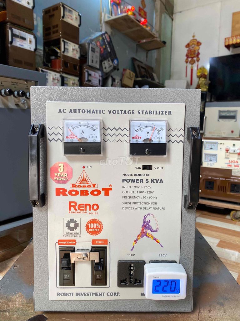 Ổn áp ROBOT RENO 5 kVA dãi 90v-250v dây đồng 100%. Mua bán Đồ chuyên dụng, Giống nuôi trồng tại Quận Bình Tân Tp Hồ Chí Minh được đăng bởi  ổn áp cũ bình tân  hình 1