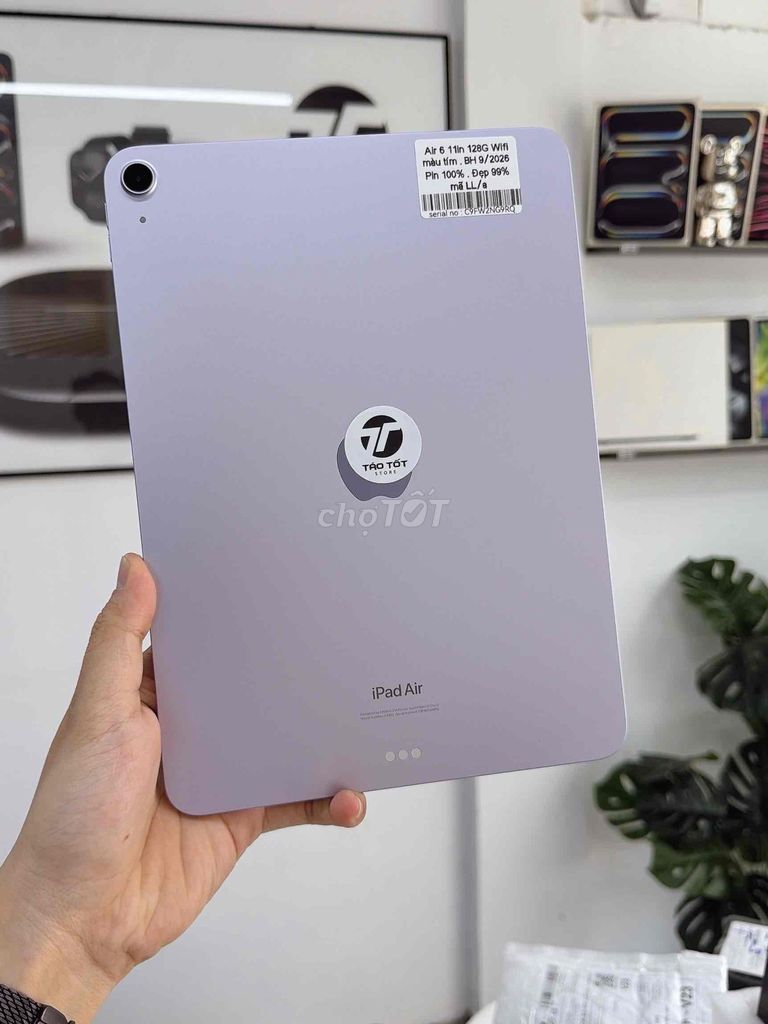 Apple iPad Air 6 M2 Wifi 128GB Tím đẹp pin 100 zin. Mua bán Máy tính bảng tại Quận 10 Tp Hồ Chí Minh được đăng bởi Táo Tốt Apple  hình 1