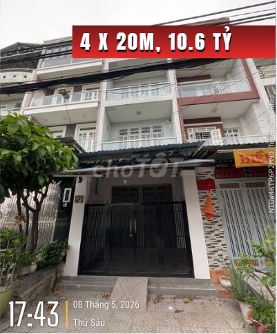💥  BÁN NHÀ ĐƯỜNG 12M NỘI BỘ, P. BÌNH PHÚ, 4 X 20M, 3.5 TẤM, 10.6 TỶ.