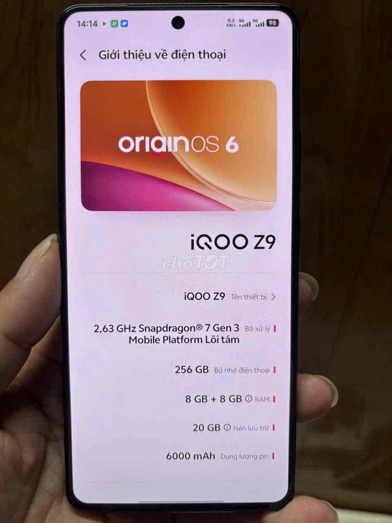 Vivo IQOO Z9 256GB Đen 2 sim. Mua bán Điện thoại tại Quận Ba Đình Hà Nội được đăng bởi Mr Cung hình 1