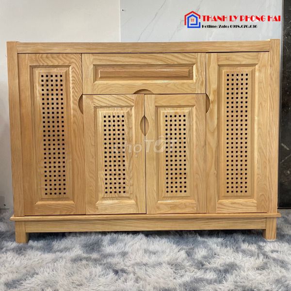 THANH LÝ TỦ GIÀY GỖ SỒI 1M2 TỒN KHO MỚI 99%