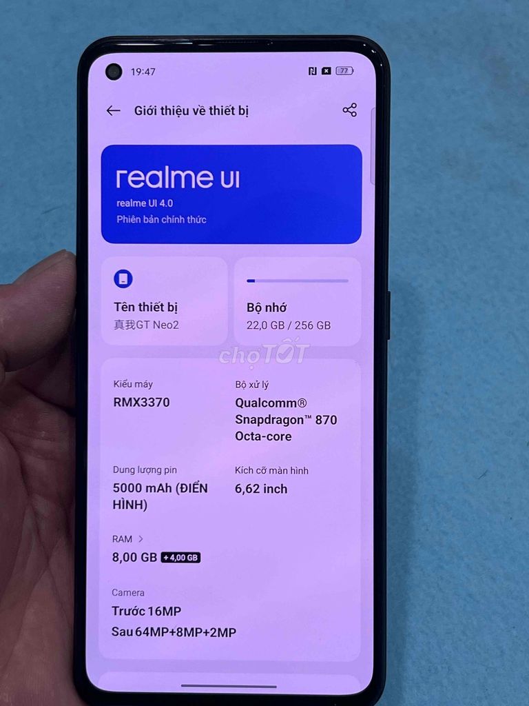 Realme GT Neo2 8/256GB Xanh. Mua bán Điện thoại tại Quận Hoàng Mai Hà Nội được đăng bởi Nguyennoi hình 1
