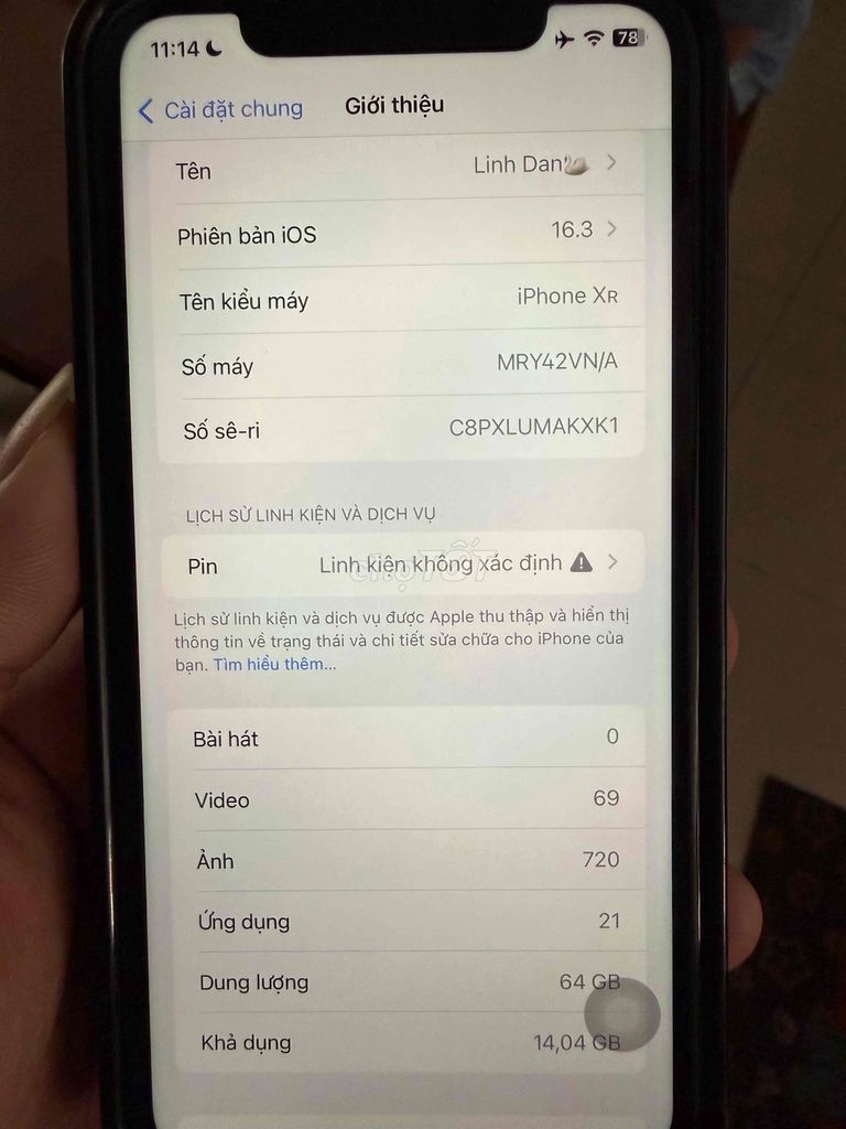 iPhone XR 64GB Đen, Main Zin, Pin Mới. Mua bán Điện thoại tại Quận Sơn Trà Đà Nẵng được đăng bởi quan hình 1