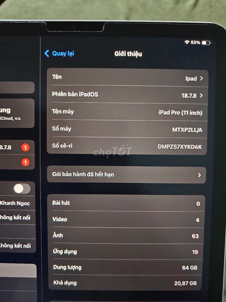 Apple iPad Pro 11 inch 64GB Xám 2018. Mua bán Máy tính bảng tại Quận Thanh Xuân Hà Nội được đăng bởi Nguyễn Trung hình 1