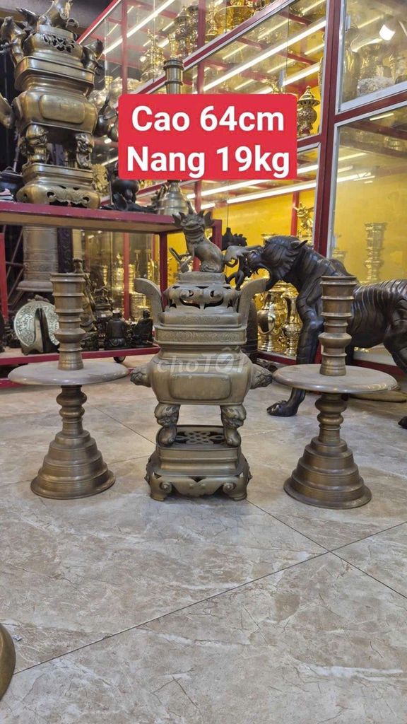 Bộ lư đồng cổ xưa 64cm. Mua bán Đồ sưu tầm, đồ cổ tại Huyện Hóc Môn Tp Hồ Chí Minh được đăng bởi Đồ Đồng Thanh Luyện hình 1