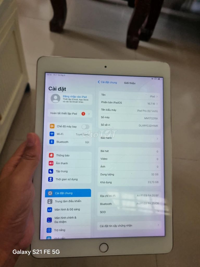 Apple iPad Pro 9.7 inch 32gb WIFI Liệt màn. Mua bán Máy tính bảng tại Huyện Mỏ Cày Nam Bến Tre được đăng bởi a linh hình 1