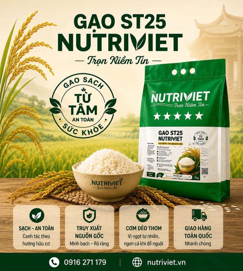 GẠO ST 25 NUTRIVIET  5 kg. Mua bán Đồ ăn, thực phẩm và các loại khác tại Thành phố Thủ Đức Tp Hồ Chí Minh được đăng bởi Trần Hồng Biên hình 1