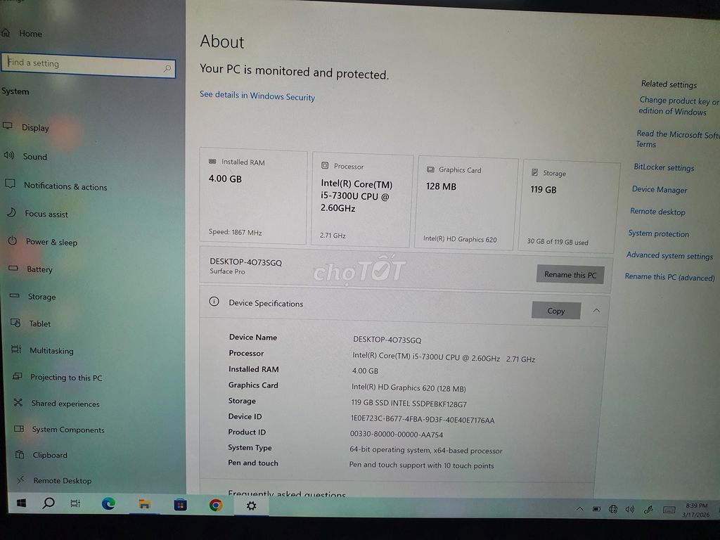 Microsoft Surface Pro 5 i5 4GB/128GB. Mua bán Máy tính bảng tại Quận Hoàng Mai Hà Nội được đăng bởi Vienthong hình 1