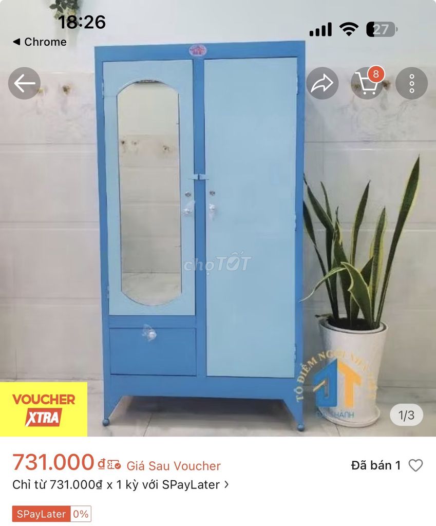 Tủ quần áo sắt xanh dương đã sử dụng. Mua bán Tủ, kệ gia đình tại Thành phố Thủ Đức Tp Hồ Chí Minh được đăng bởi Thi Nguyễn hình 1