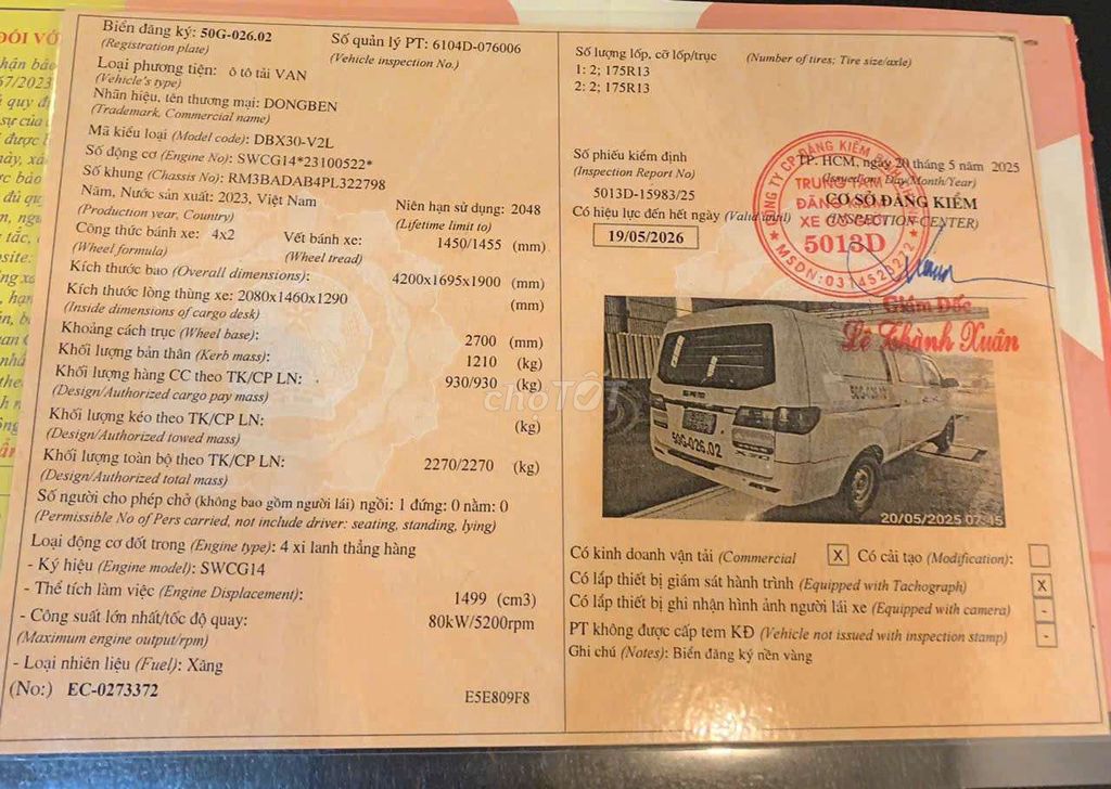 Xe ô tô tải van 930kg máy xăng. Mua bán Xe tải, xe ben tại Quận Gò Vấp Tp Hồ Chí Minh được đăng bởi Nguyễn thanh sơn hình 2