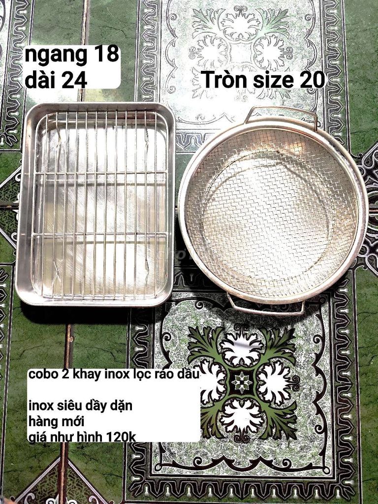 Khay lọc ráo dầu Inox chữ nhật tròn 18x24cm 20cm. Mua bán Dụng cụ nhà bếp tại Thành phố Thuận An Bình Dương được đăng bởi Trần Tuyết Hạnh hình 1