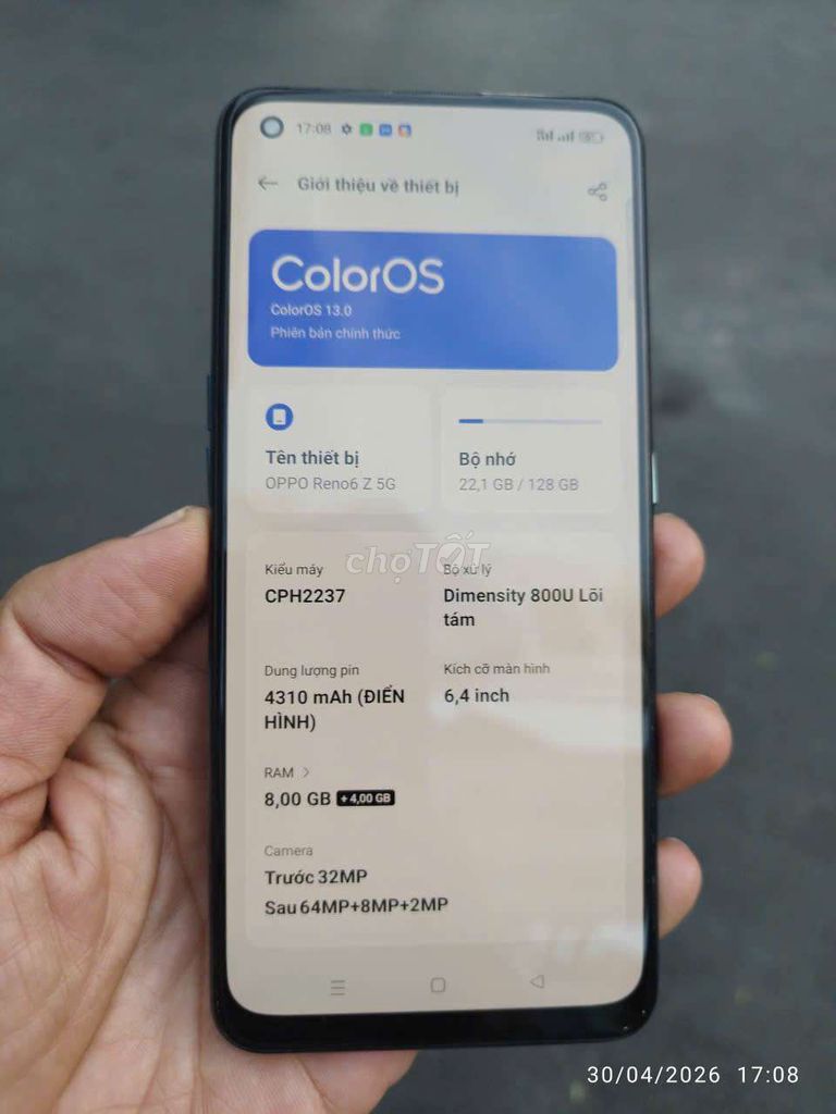 Oppo Reno 6z 5G ( 8+4/128 ) có gl. Mua bán Điện thoại tại Quận 7 Tp Hồ Chí Minh được đăng bởi DQTV hình 1