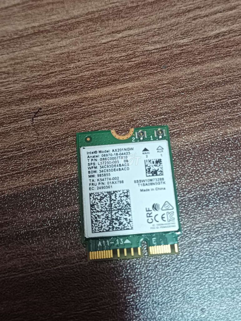 Card WiFi Intel AX201NGW WiFi 6 Bluetooth cũ. Mua bán Linh kiện (RAM, Card...) tại Huyện Bình Chánh Tp Hồ Chí Minh được đăng bởi nuyeb minb hình 1