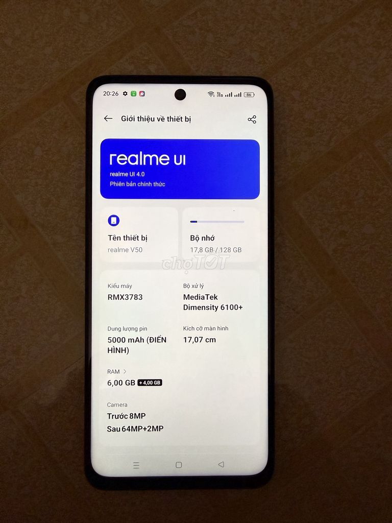 Realme V50 ram 6/128g new 99.9% . Mua bán Điện thoại tại Quận Tân Phú Tp Hồ Chí Minh được đăng bởi Johntran hình 1