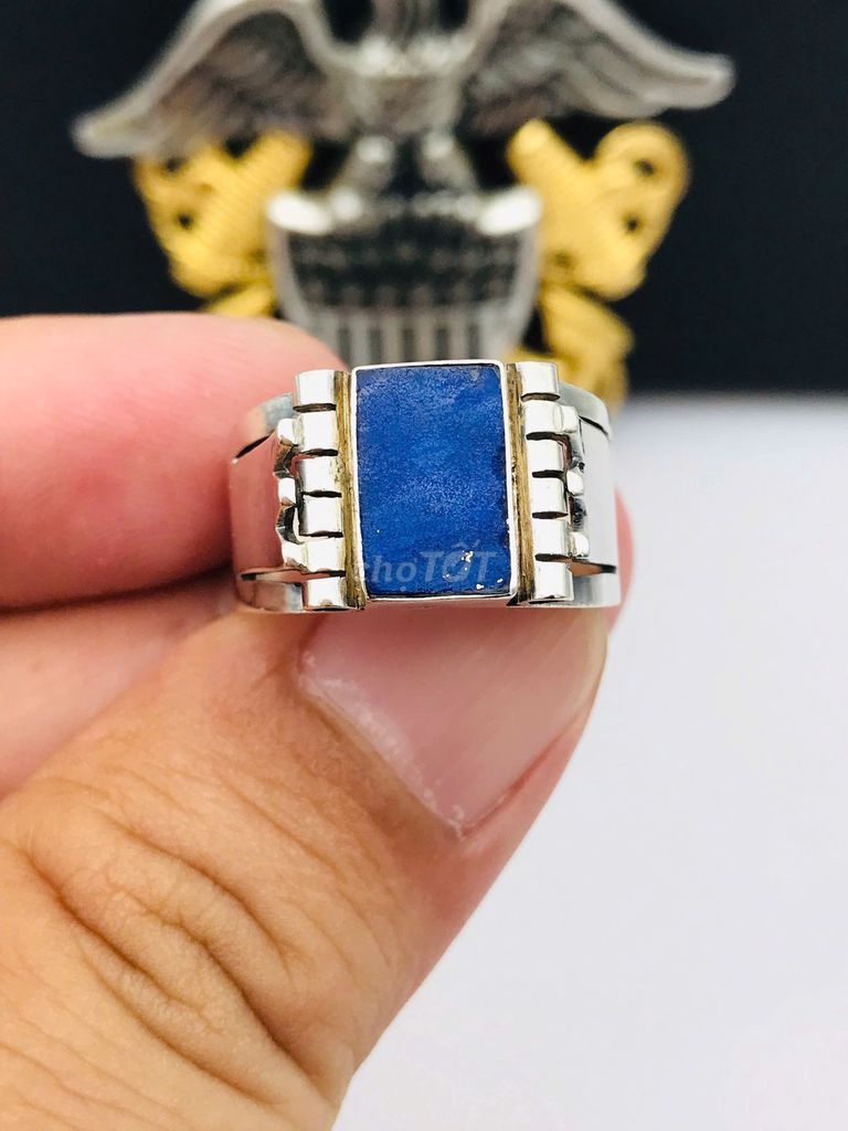 Nhẫn Nam Bạc 925 Hột vuông xanh size 18.5mm. Mua bán Phụ kiện thời trang khác tại Quận Phú Nhuận Tp Hồ Chí Minh được đăng bởi Hưng Đoàn  hình 1