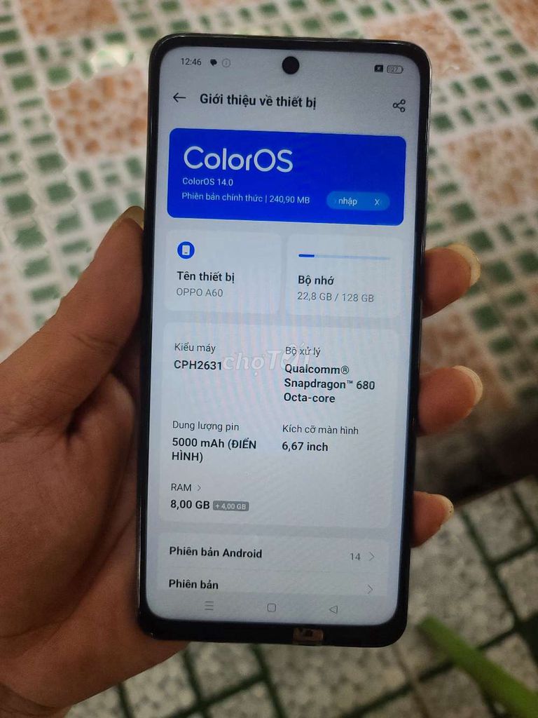 OPPO A60 đen chính hãng 2 sim zin all