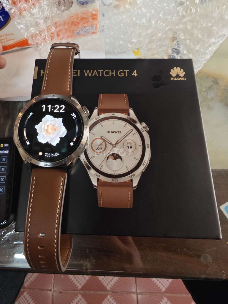 Huawei watch gt 4 dây da nâu