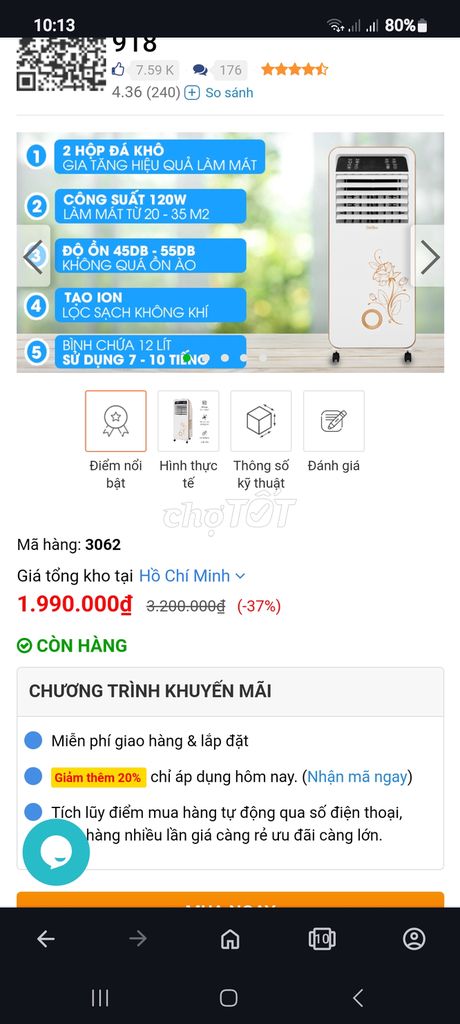 Quạt hơi nước mới đẹp cao cấp