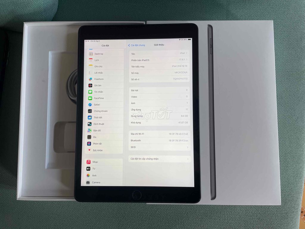 iPad Gen 9 64gb wifi hình thức 99% pin 99 fullbox