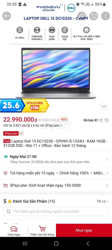 Laptip Dell 15. Mua bán Laptop tại Quận 8 Tp Hồ Chí Minh được đăng bởi Hữu Chánh hình 1