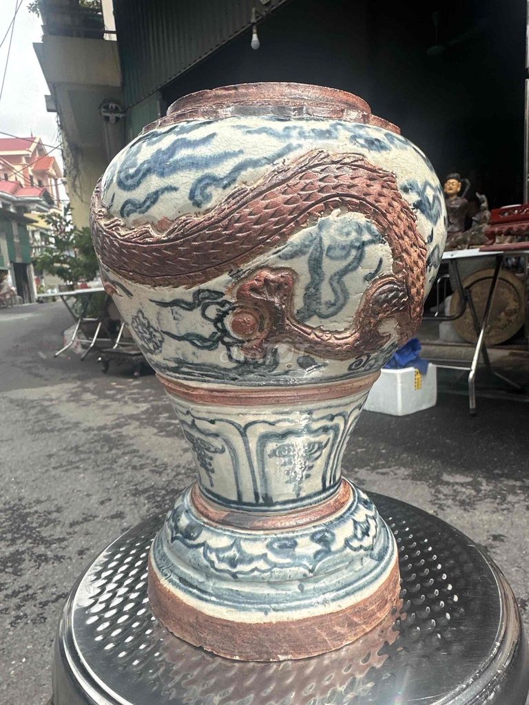 Chân đèn Gốm sứ Cổ điển Rồng đắp nổi. Mua bán Đồ sưu tầm, đồ cổ tại Quận Đống Đa Hà Nội được đăng bởi ba duy hình 1