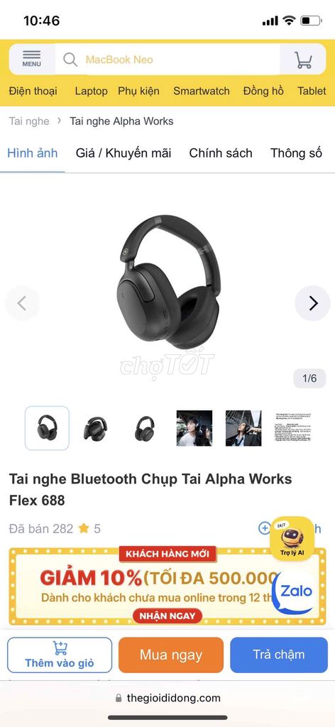 Tai nghe Bluetooth Alpha Works Flex 688 Đen. Mua bán Tivi, Âm thanh tại Quận Thanh Khê Đà Nẵng được đăng bởi Phát Trương Phạm Minh hình 1