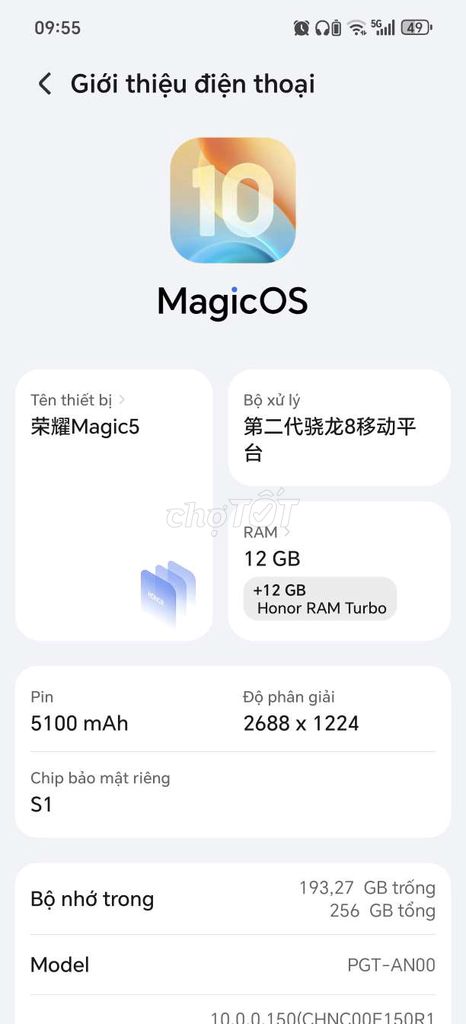 Honor Magic5 12GB/256GB. Mua bán Điện thoại tại Thành phố Thủ Đức Tp Hồ Chí Minh được đăng bởi Trần Đức Đô hình 1