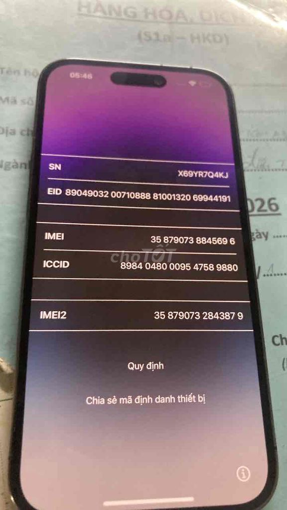 Apple iPhone 14 Pro 128GB Tím. Mua bán Điện thoại tại Quận Ninh Kiều Cần Thơ được đăng bởi SOSmobile hình 1