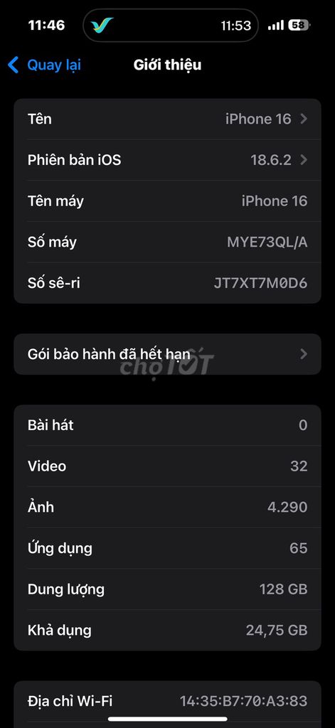 Apple iPhone 16 128GB Đen 87%. Mua bán Điện thoại tại Quận Sơn Trà Đà Nẵng được đăng bởi Lê Quốc Huy hình 1