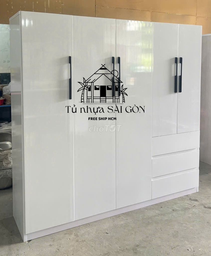 Tủ quần áo Nhựa Đài Loan Trắng 1m8x1m85x45cm. Mua bán Tủ, kệ gia đình tại Thành phố Dĩ An Bình Dương được đăng bởi Cửa Hàng Nội Thất hình 1