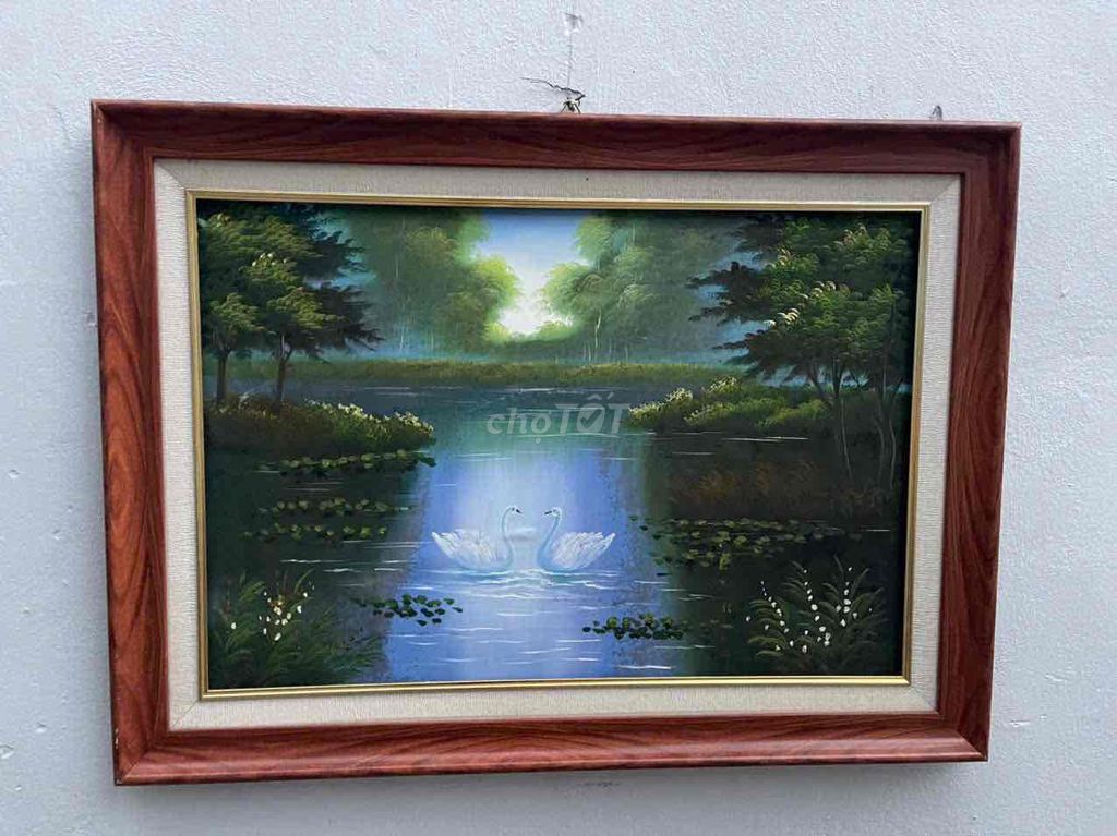 Chốn bình yên - Tranh sơn dầu cũ 76x103cm. Mua bán Đồ sưu tầm, đồ cổ tại Quận Hoàng Mai Hà Nội được đăng bởi Nam Đồ Xưa hình 1