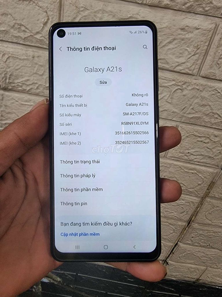 Bán Samsung A21s ram 3/32G pin 5000 hình thức thuc