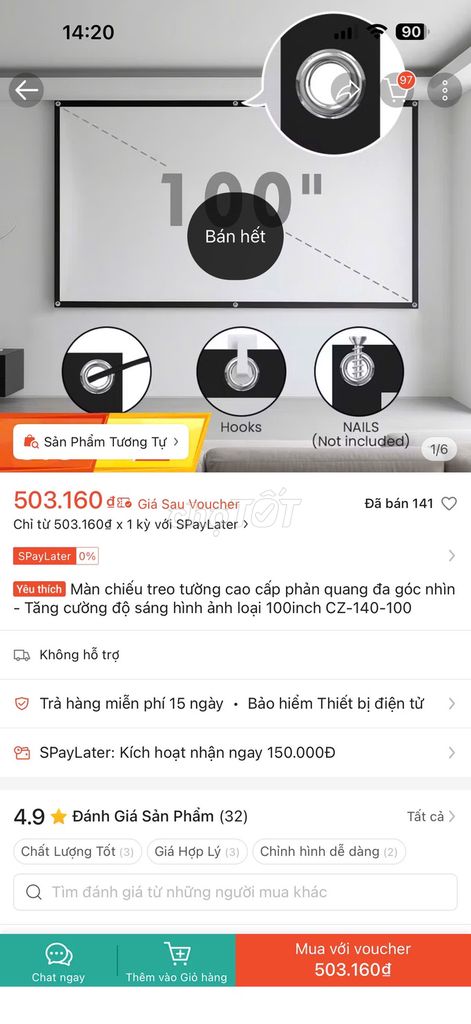 Màn chiếu phản quang đa góc nhìn cao cấp 100 Inch. Mua bán Đồ dùng văn phòng tại Huyện Thống Nhất Đồng Nai được đăng bởi Nguyễn Thanh Trí hình 1