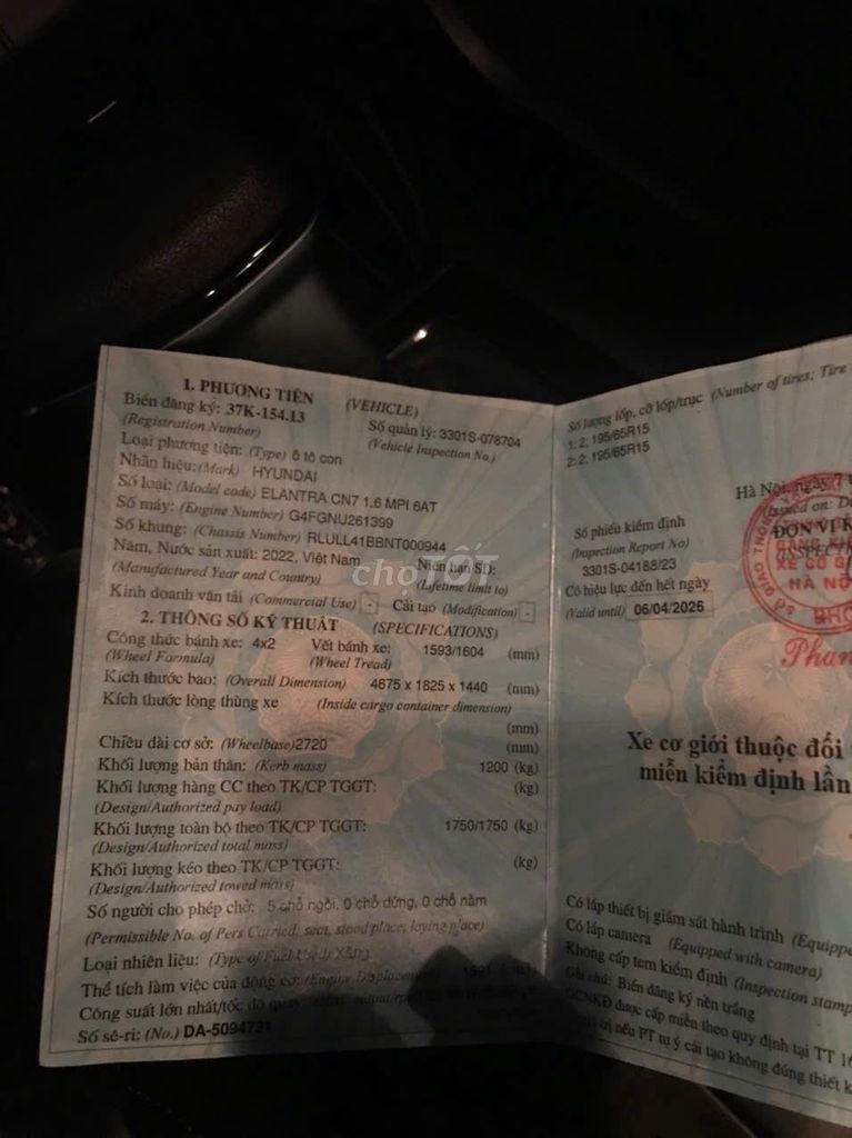 Hyundai Elantra 2023 1.6 AT Tiêu chuẩn  - 14000 km. Mua bán Ô tô tại Huyện Hoài Đức Hà Nội được đăng bởi Nguyen Khac Thong hình 4