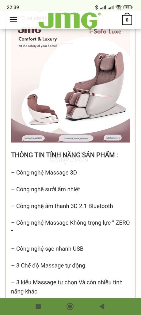 GHẾ MASSAGE I SOFA LUXE – JMG 
I SOFA LUXE  2 in 1