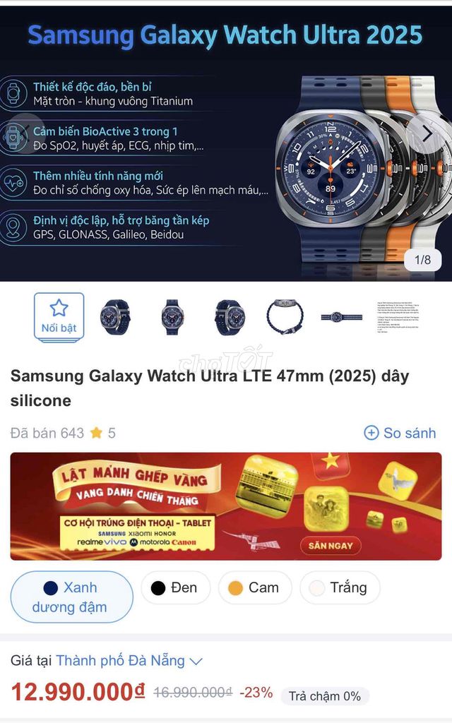 Cần bán Samsung Galaxy Watch Ultra LTE Newseal. Mua bán Thiết bị đeo thông minh tại Quận Thanh Khê Đà Nẵng được đăng bởi phong hình 1