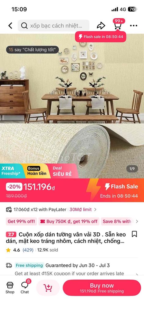 Giấy dán tường Vải 3D Trắng ngà cách nhiệt. Mua bán Nội thất, đồ gia dụng khác tại Quận Sơn Trà Đà Nẵng được đăng bởi Hoàng Hà hình 1